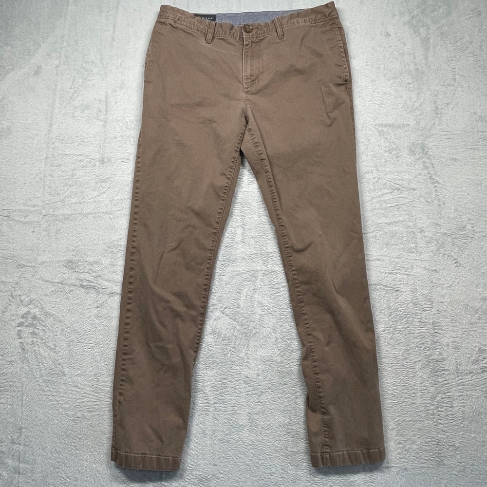 Wallin & Bros Chino Pants Mens 34x32 Brown Slim Fit Stretch Cotton Twill